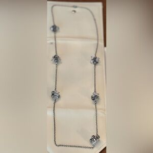 💕 Long Silver Necklace with beaded accents-costume jewelry